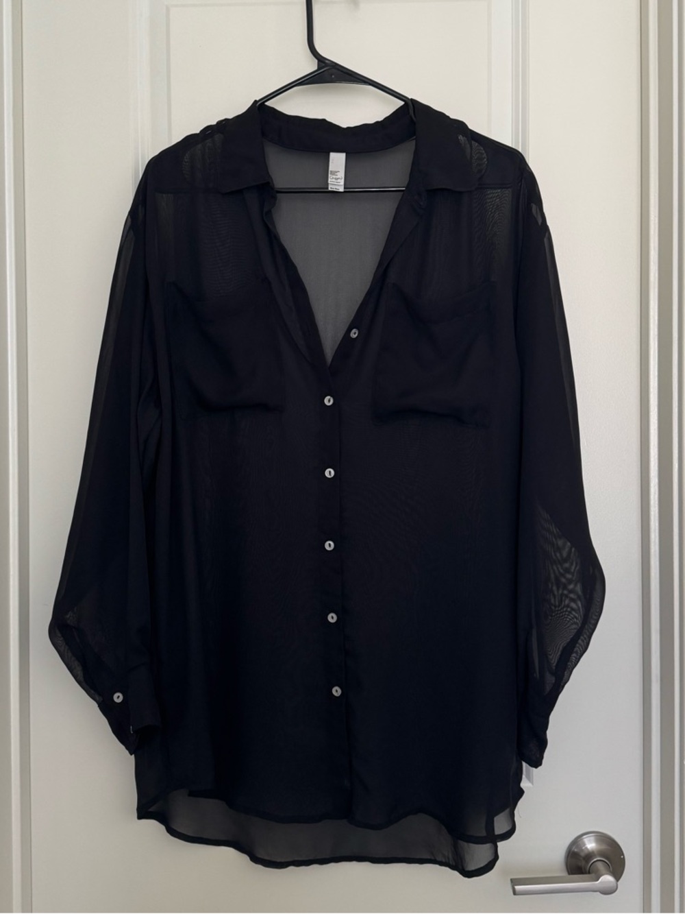 American Apparel Black Sheer Button-Up Blouse
